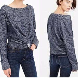J. Crew  Women Blue Cotton Twist Oversize Boatneck Sweatshirt Size Small